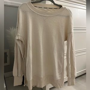 Aerie Chilled Out Oversized Sherpa Crewneck with Side Slits